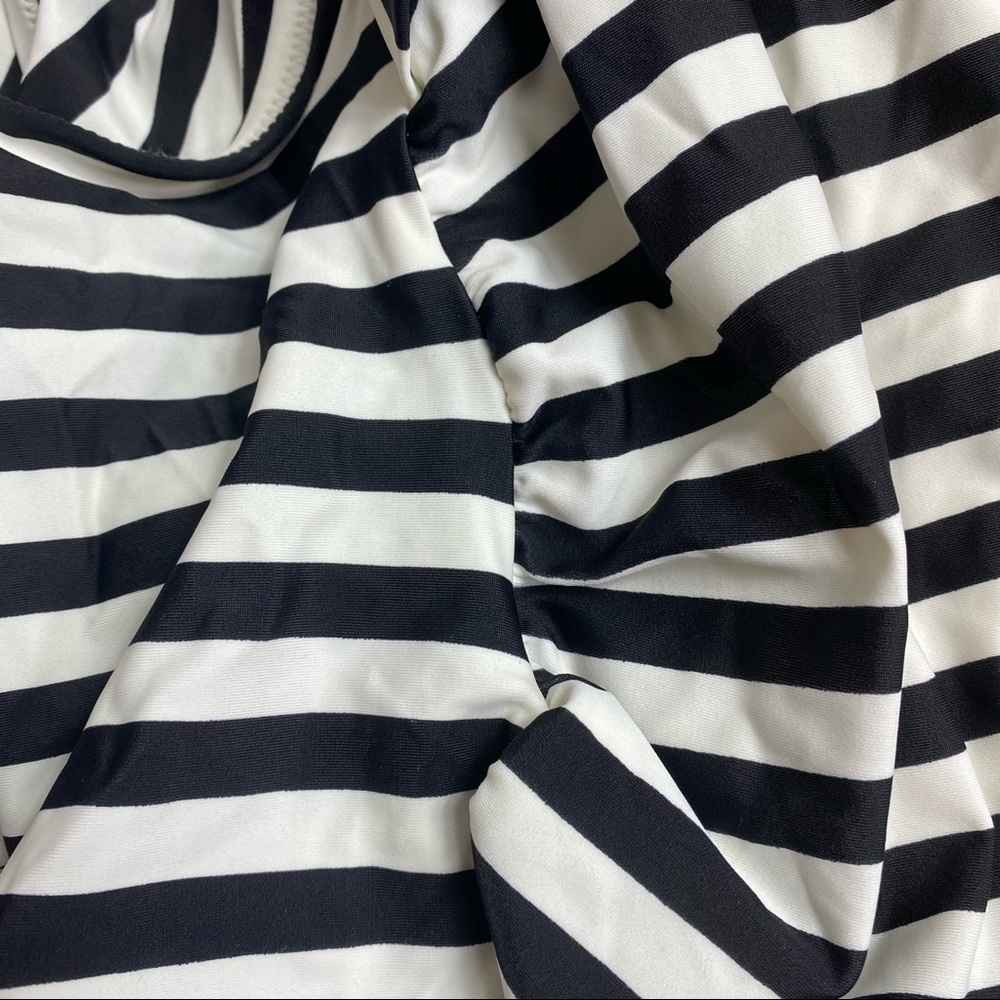 Motherhood Maternity Beach Bump NWT One Piece Swimsuit Black White Stripe Halter - Picture 11 of 14